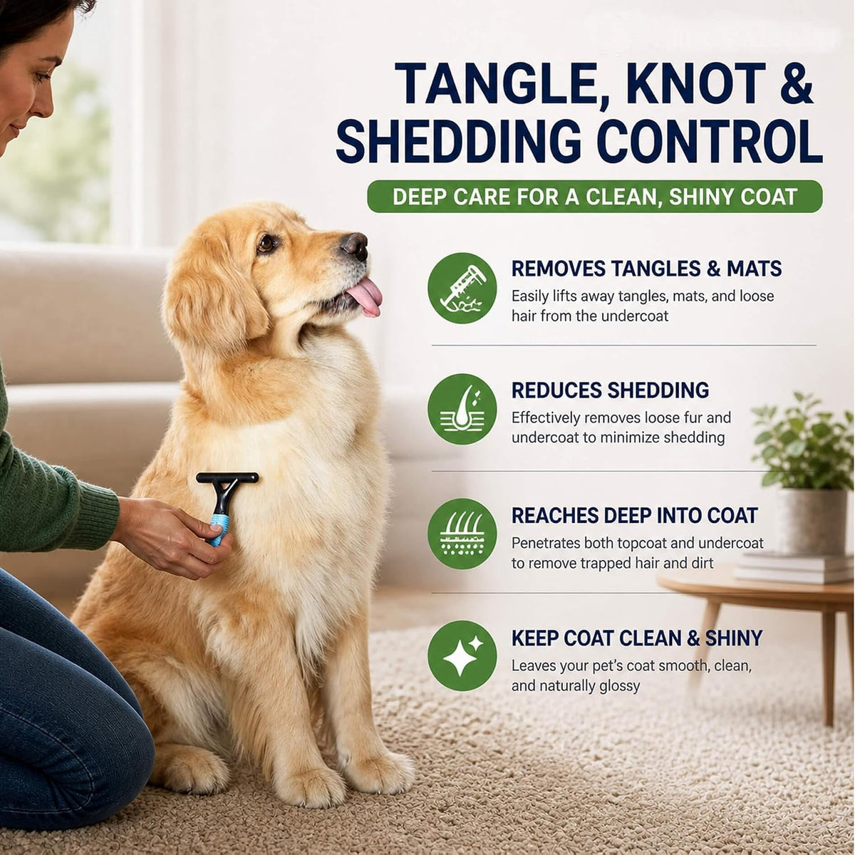 Undercoat Rake for Dogs,Deshedding Dematting Comb for Mats &Tangles Removal