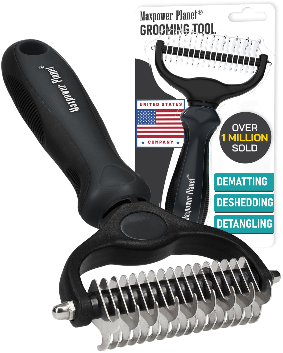 Maxpower Planet Dog Grooming Rake, Deshedding Undercoat Brush, Dogs & Cats