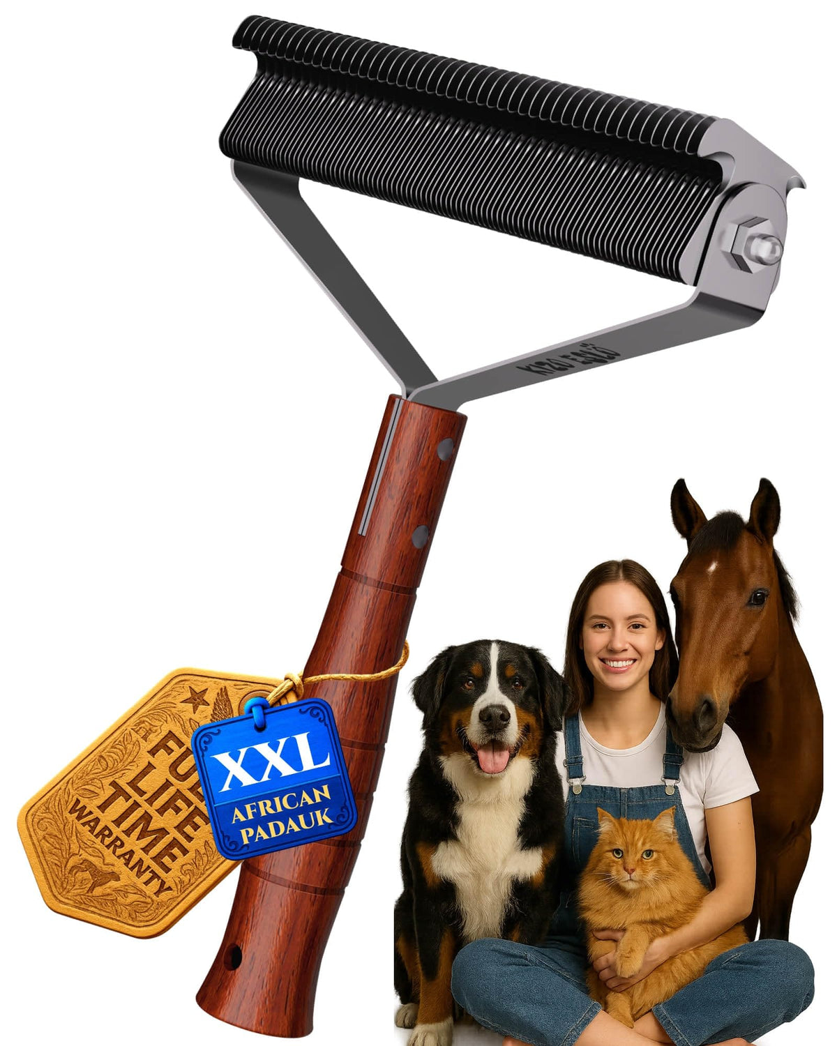 XL+ Undercoat Rake for Dogs & Cats, Dog Brush for Shedding, Dematting Comb