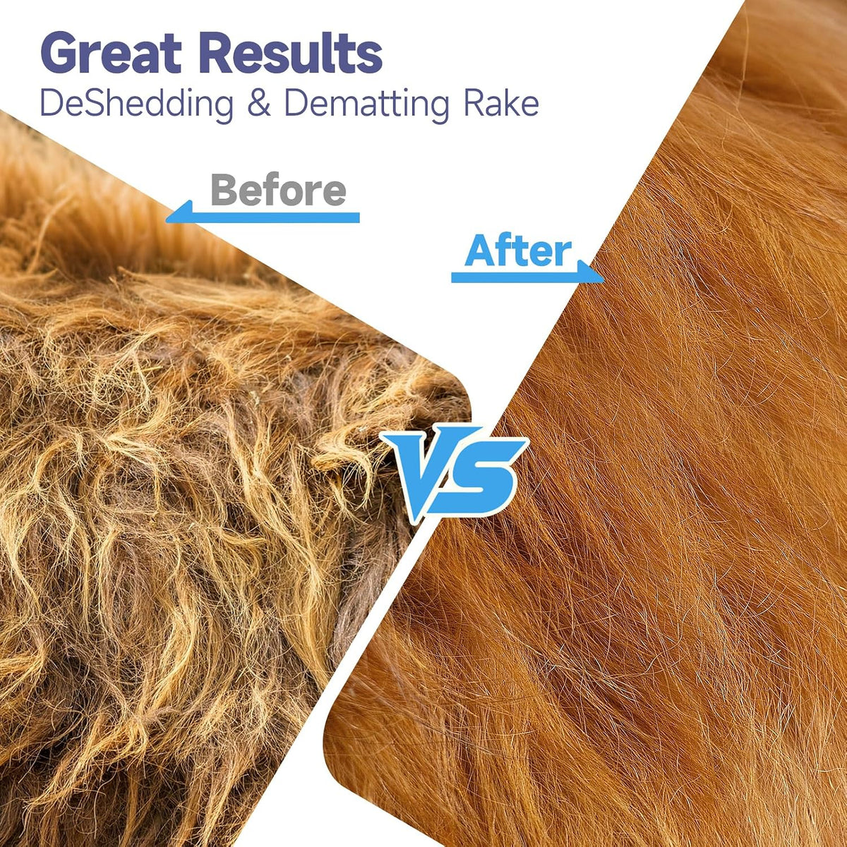 Dog Brush for Shedding & Dematting, Undercoat Rake for Long & Short Hair